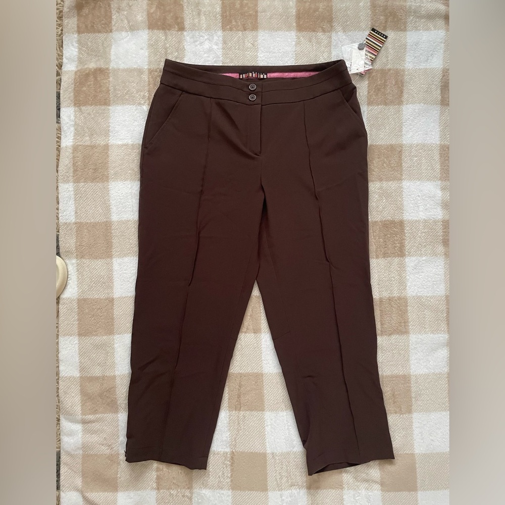 Dalia size 8 Chocolate Brown Women's Trousers Capri Length NWT